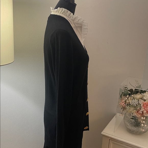 Tory Burch Black Sweater with Sewn-in White Blouse - Picture 5 of 13